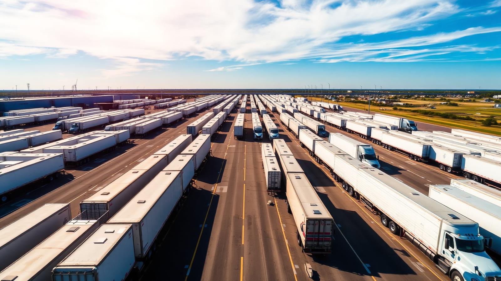 Aerial view of trailer yard